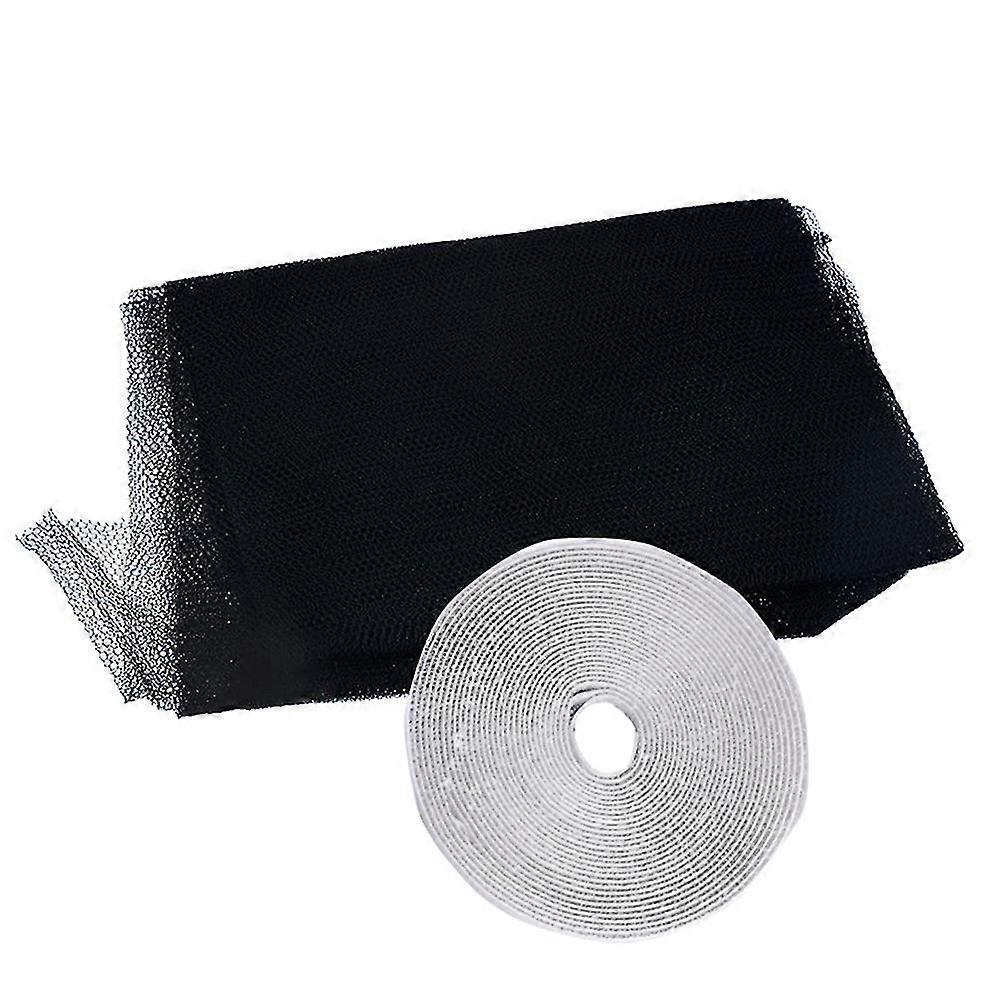 Self-adhesive DIY Window Screen Netting Mesh Curtain for Bugs Fly Insect Mosquito Grill Screen Cover  with Sticky Tape 130x150cm (Black)