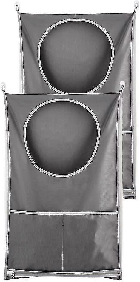 2 Pack Door Hanging Laundry Hamper Bag (gray)