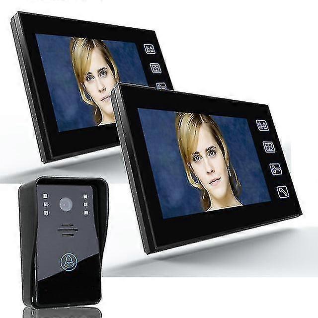 7 Inch Video Door Phone Doorbell Intercom Kit 1-camera 2-monitor Night Vision With Ir-cut 1000tvl Camera B