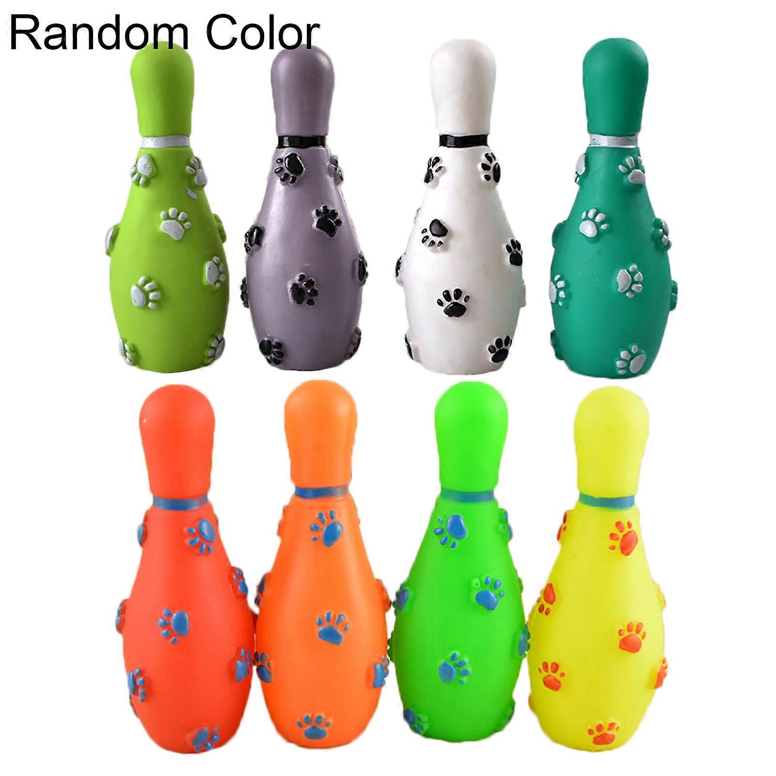 Pet Cat Dog Footprint Bowling Ball Shape Sound Squeeze Training Playing Toy