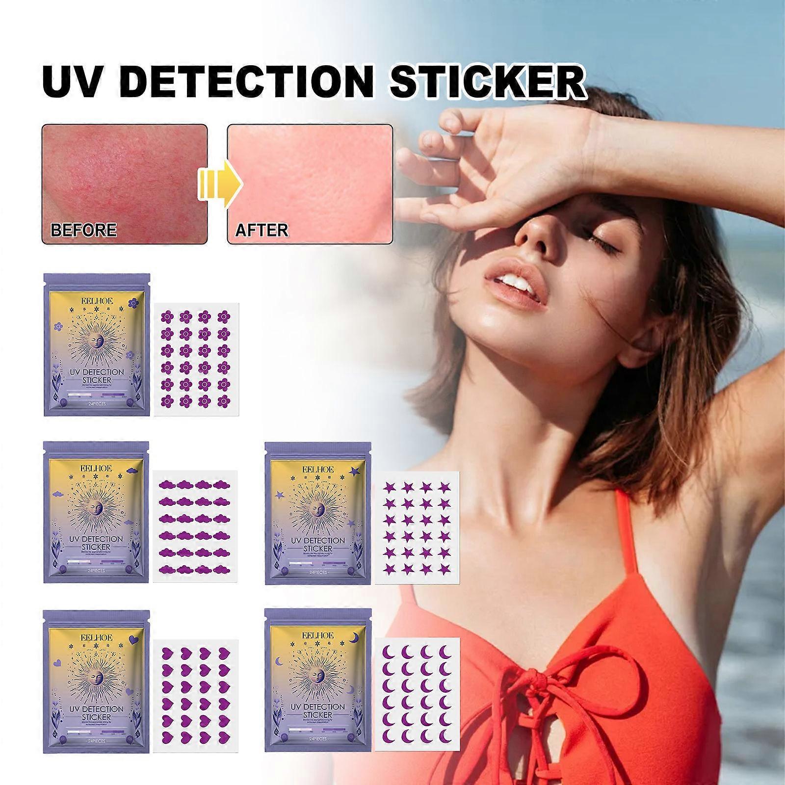 UV Suncreen Stickers/Patches Kids/Adults, Ultra-Violet Protection Detection Patches/Stickers, Sunburn UVA/UVB Alert Patches/Stickers, 24 Count, All Sk