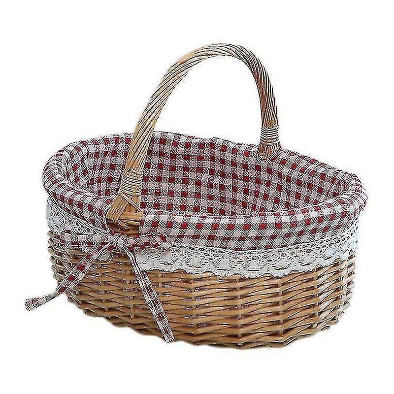 Wicker Basket Gift Baskets Empty Oval Willow Woven Picnic Basket With Handle Wedding Basket Small