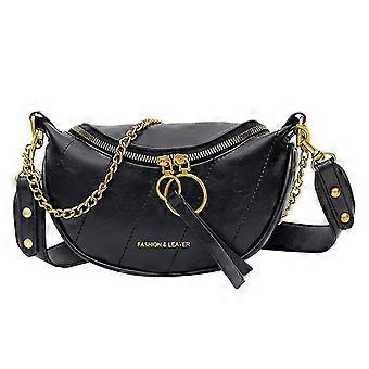 Unisex Fashion Double Zipper Bags Leather Shoulder Bags Crossbody Bag Chest Bags