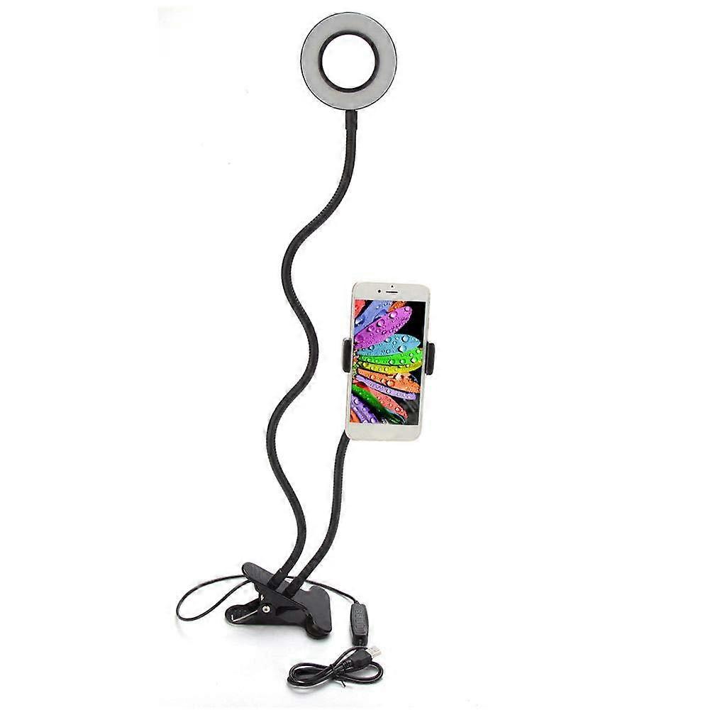 LED Light Holder, 360 Degrees Rotation Fill-in Light Bracket 3 Adjustable Light Mode USB Port Desktop LED Light