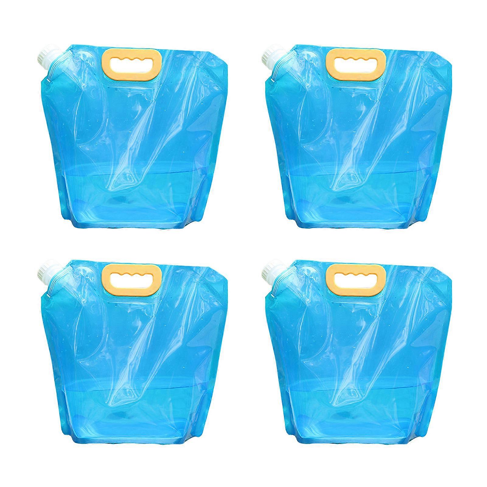 4 Pcs Foldable Water Bag for Outdoor Activities Leak-Proof Lightweight 10L Large Capacity Multifunctional Water Storage Bag for Camping Traveling Moun