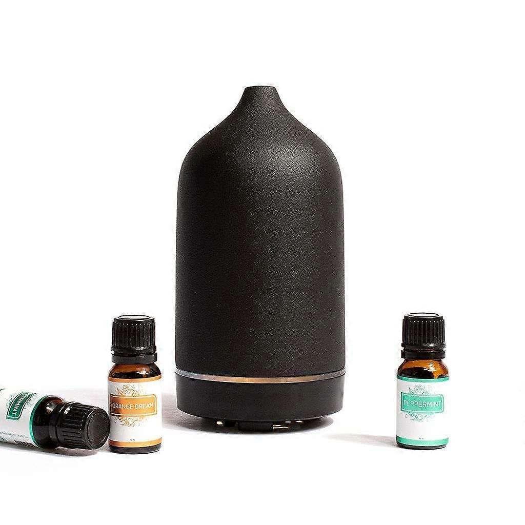 Stylish Handcrafted Ceramic Diffuser Humidifiers 100 ml Waterless Auto Shut off Aromatherapy Oil Diffusers 7 Color Changing LED Including Lavender Ess