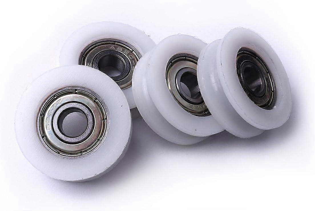 MUJIXI Set of 4 nylon rollers with grooves - for sliding gates, corner bars, drawers - 8x34x11.5mm