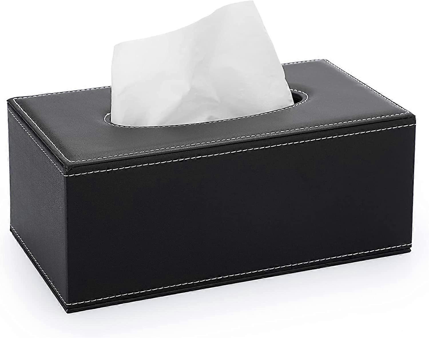 Rectangular Leather Tissue Box Cover - Stylish Tissue Box Holder with Magnetic Bottom, Decorative PU Tissue Box