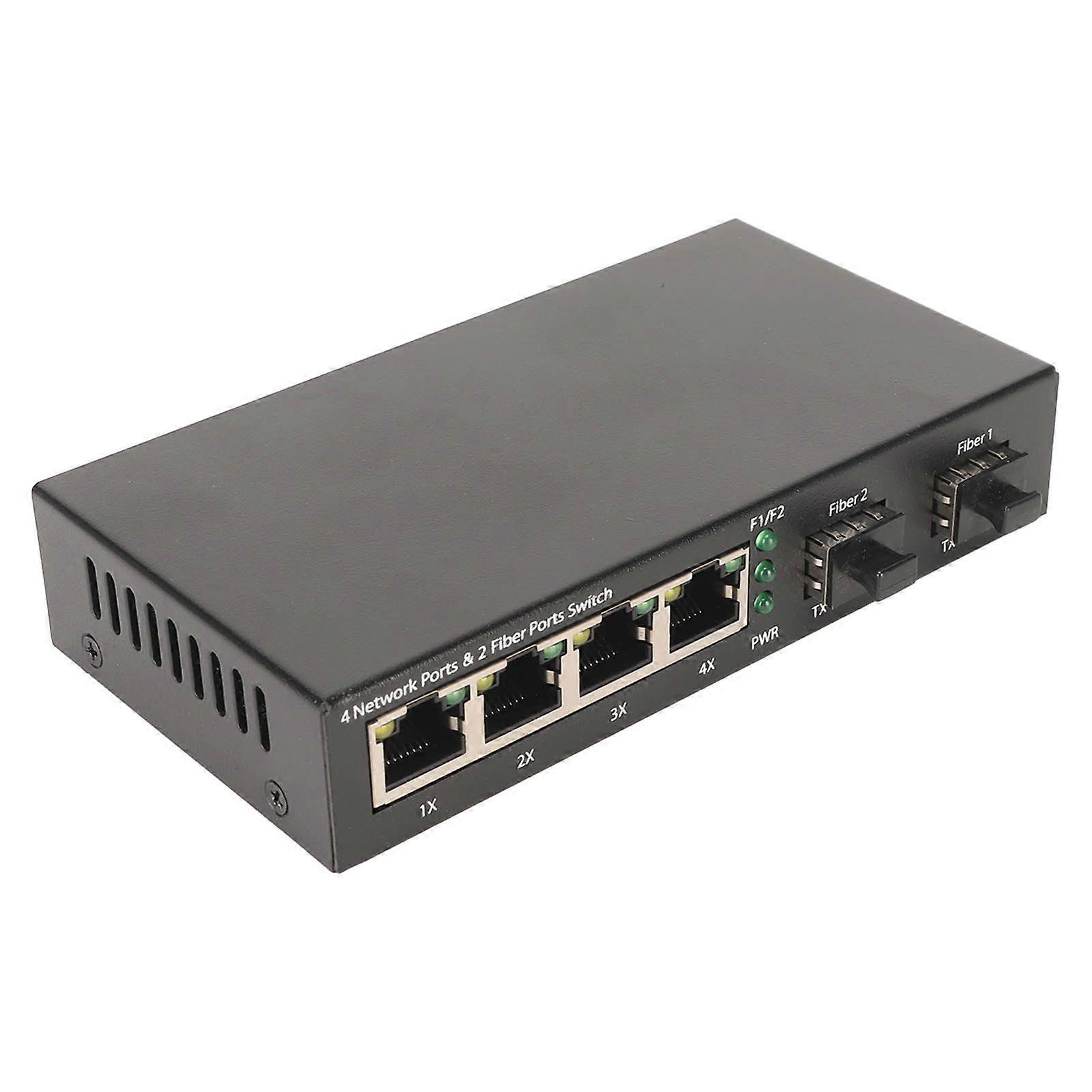 sfp fiber switch 6 porte 10 100 1000m selvadaptiv led indikator ethernet optisk switch til kontornetværk 100×240v uk stik yemma