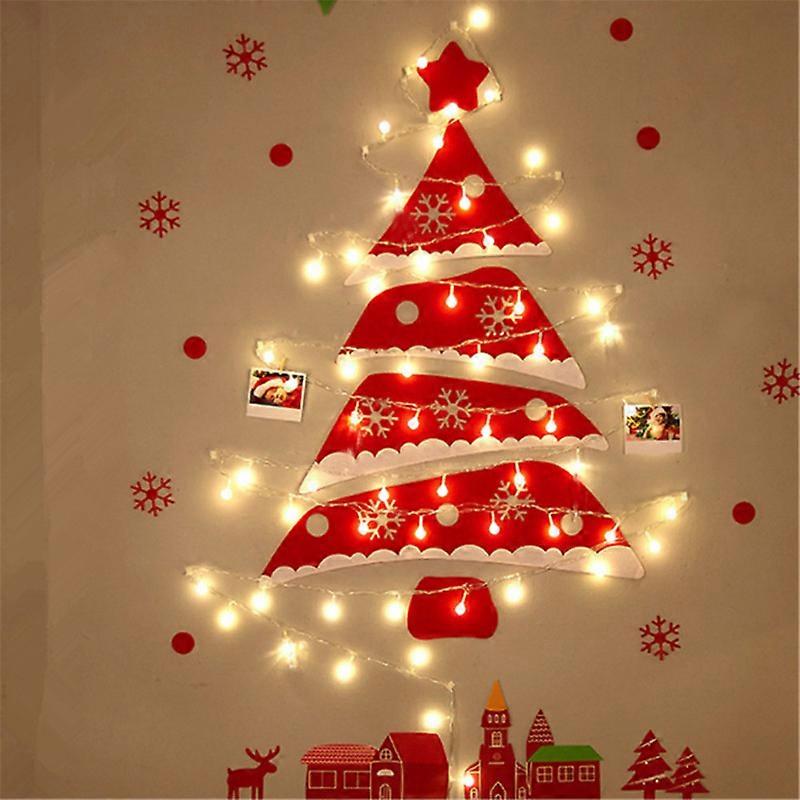 MIMIGO DIY LED Lumini roșii luminoase pentru pomul de Crăciun, Crăciun fericit decor de perete nețesut Autocolante pentru pom de Crăciun Cadou de decor de Crăciun pentru copii