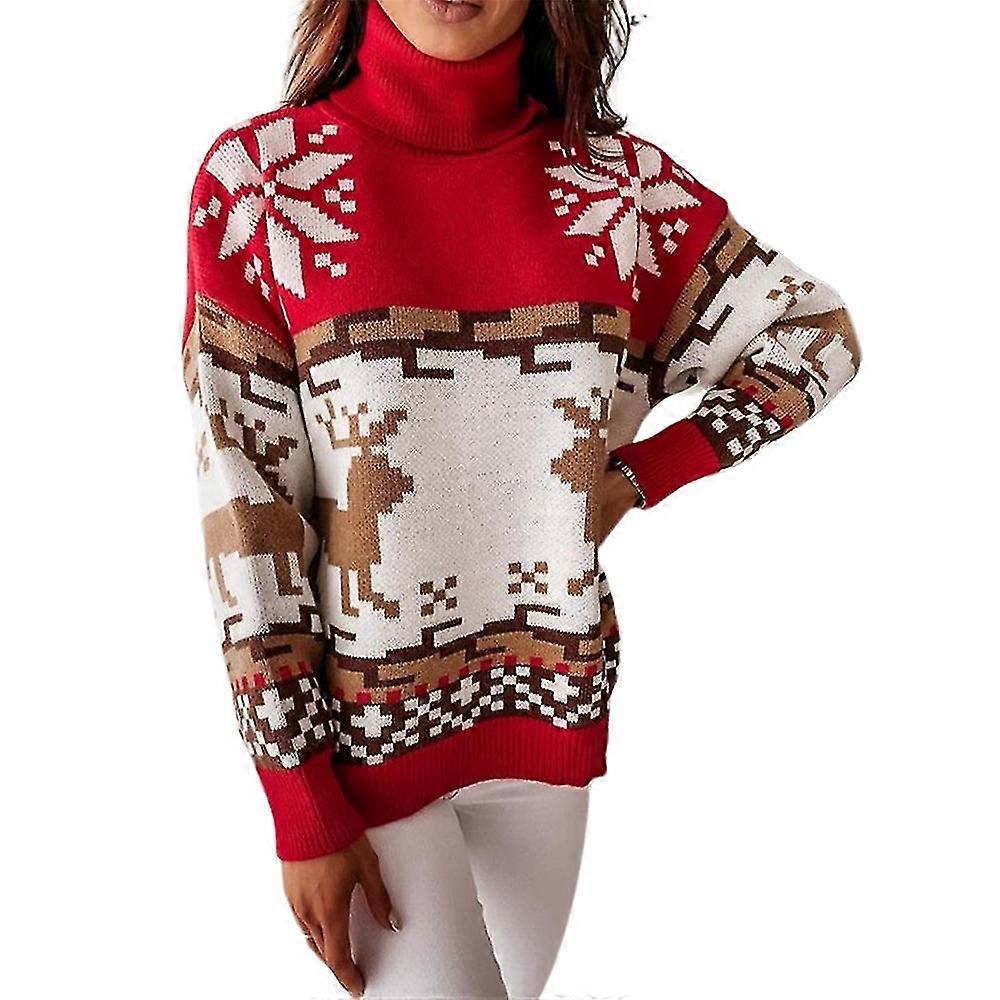 Femmes Col Roulé Pull de Noël Noël Pull Top