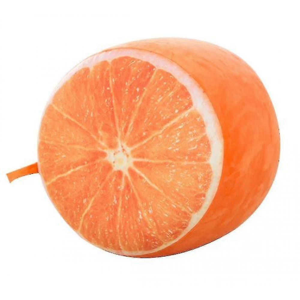3d Fruit Inflatable Stool Throw Pillow Watermelon Orange Cushion(Orange)