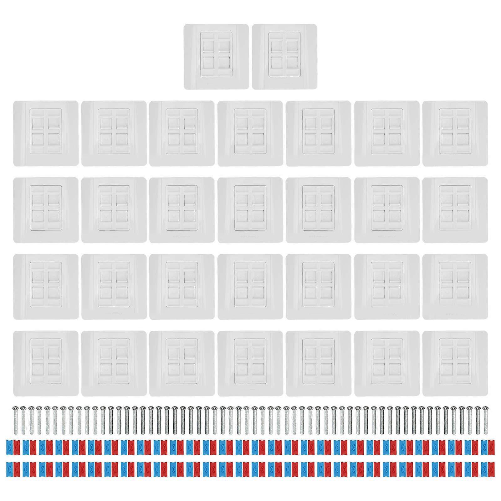 86 Type Network Module Panel 4 Ports RJ45 RJ11 Network Module Interface Socket Computer Socket Panel 30Pcs
