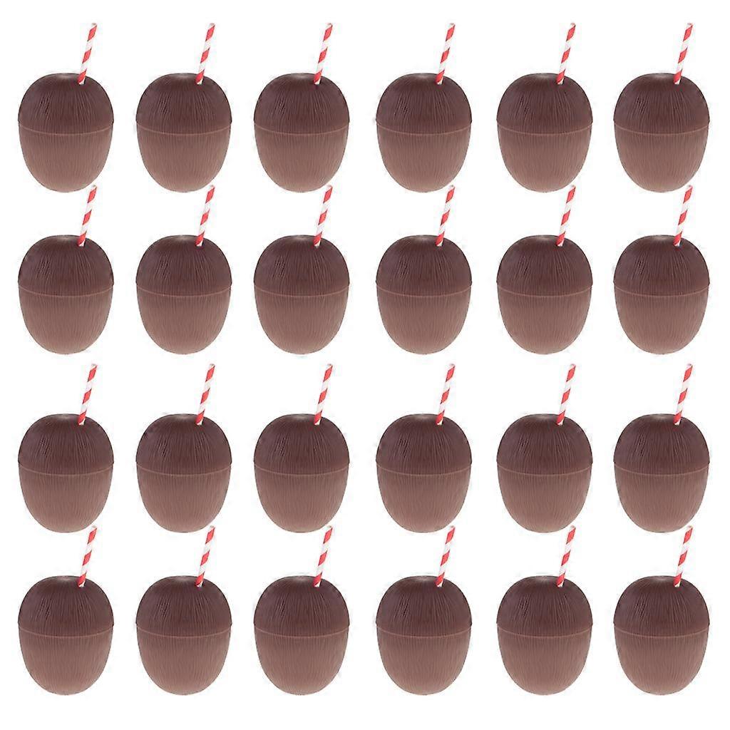Pack of 24 Coconut Design Cup with Straw