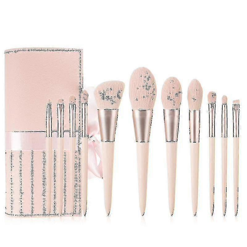11-piece Pink Makeup Brush Barreled Set