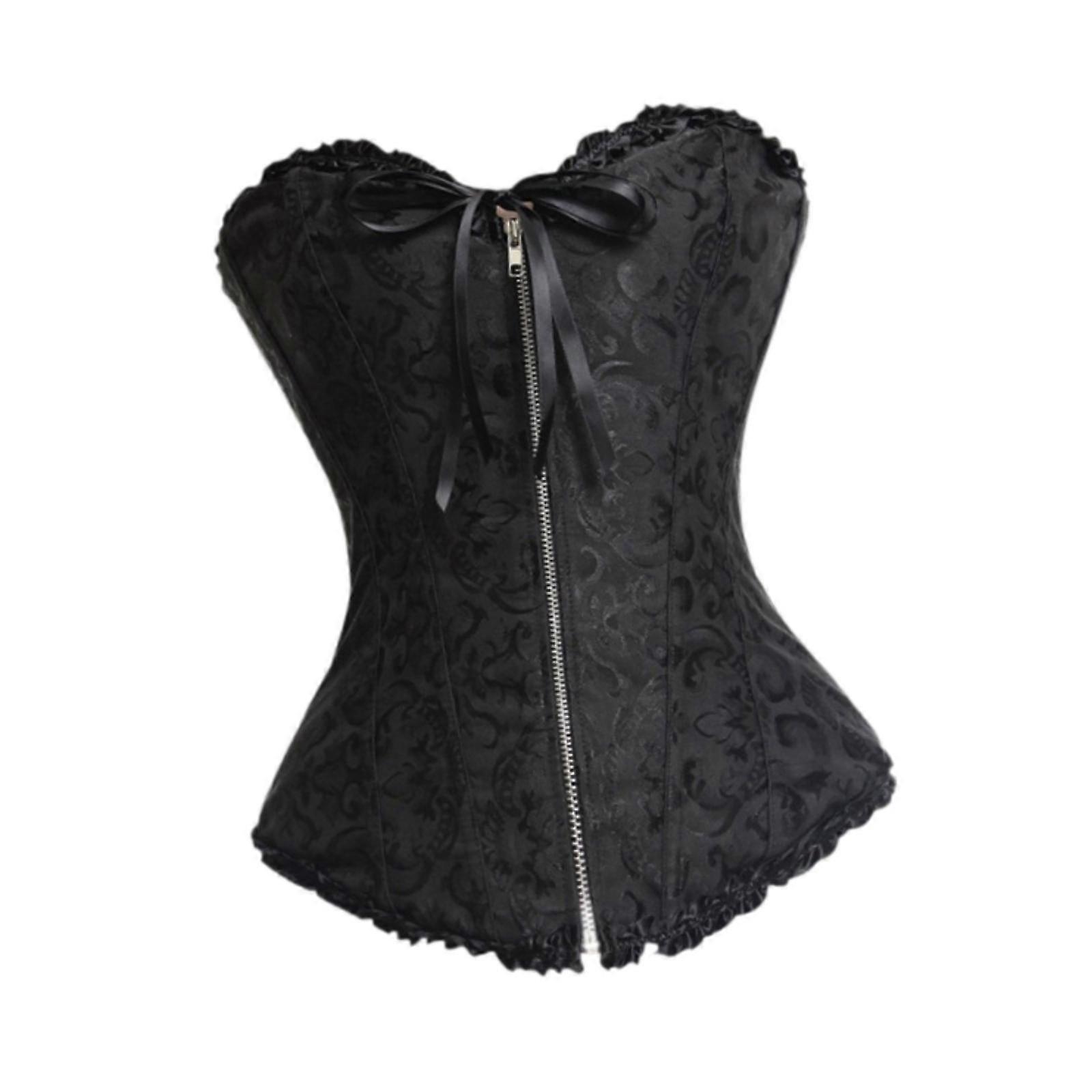 Underbust Corset Soft Overbust Top for Jeans Stage Performance Valentine Day S Black