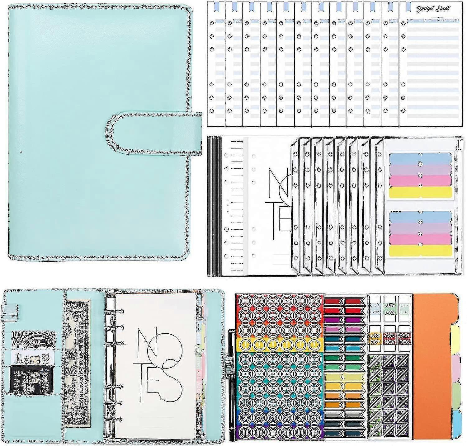 A6 Budget Binder With Zipper Envelopes Pu Leather Refillable Money Saving Binder