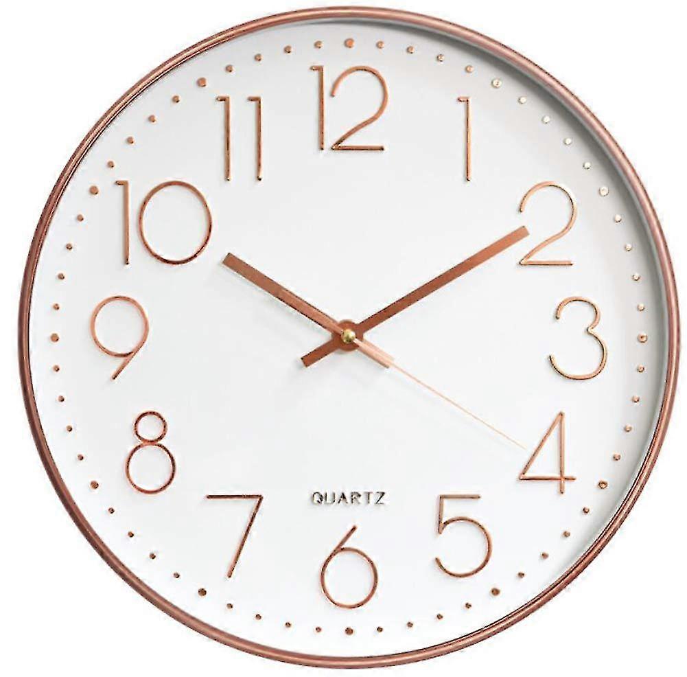 キッチンクロックサイレントウォールクロッククォーツバッテリーは、オフィスホーム、12インチのためのラウンドモダンホーム装飾時計を操作