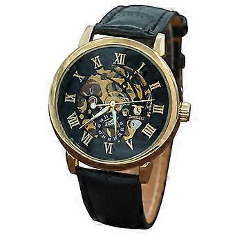 Orologio da polso da uomo meccanico da lavoro con numeri romani con quadrante scheletrato - Orologio elegante