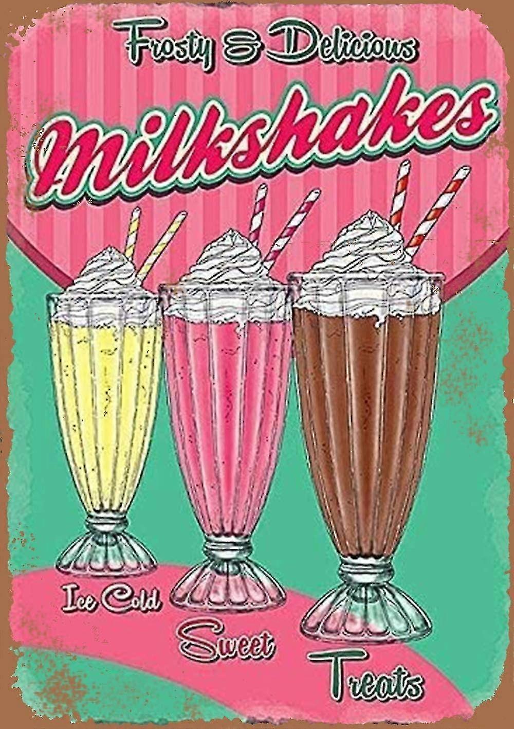 Frost & Deliciosos Milkshakes Vintage Tin Sign Decor Tin Sign 8x12 polegadas OU 12x16 polegadas Modo 3401