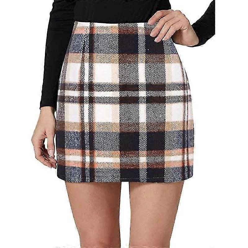 Bayan Yüksek Bel Ekose Etek, Bodycon Kalem Yün Mini Etekler