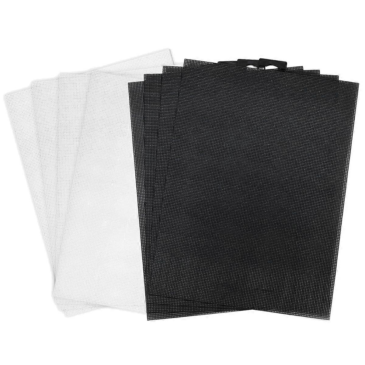 8 Pcs 14 CT Plastic Mesh Canvas Sheets Plastic Mesh, Plastic Mesh Sheets for Embroidery Crafting,(28cmx21cm Black White)