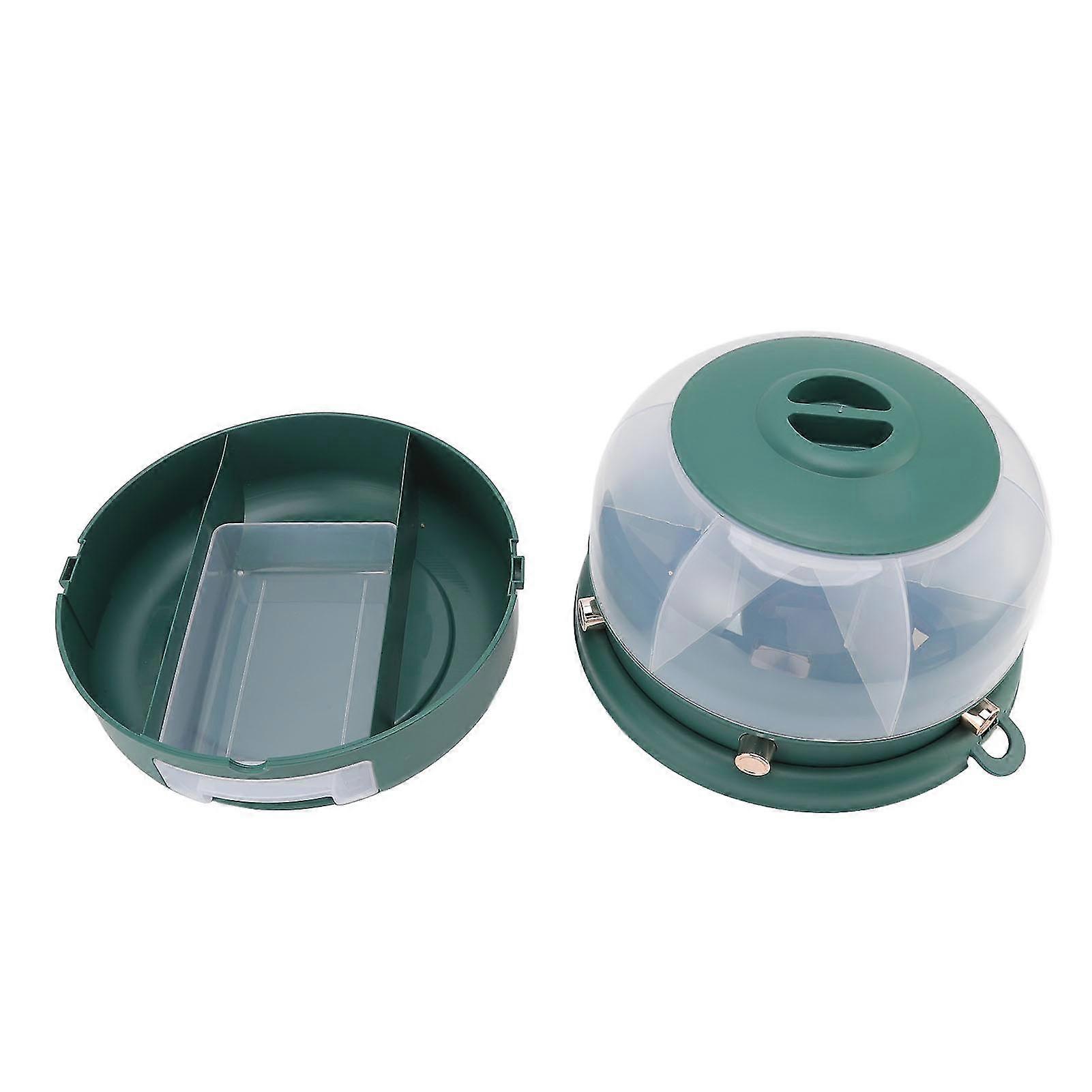 Stackable Grain Storage Container Single Layer 6 Grids Rotating Rice Dispenser For Kitchen Organization Dark Green