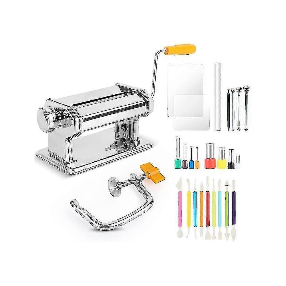 Ensemble de machine à rouleaux en argile polymère en acier inoxydable extrudeuse d’argile polymère manuelle adultes poterie en argile