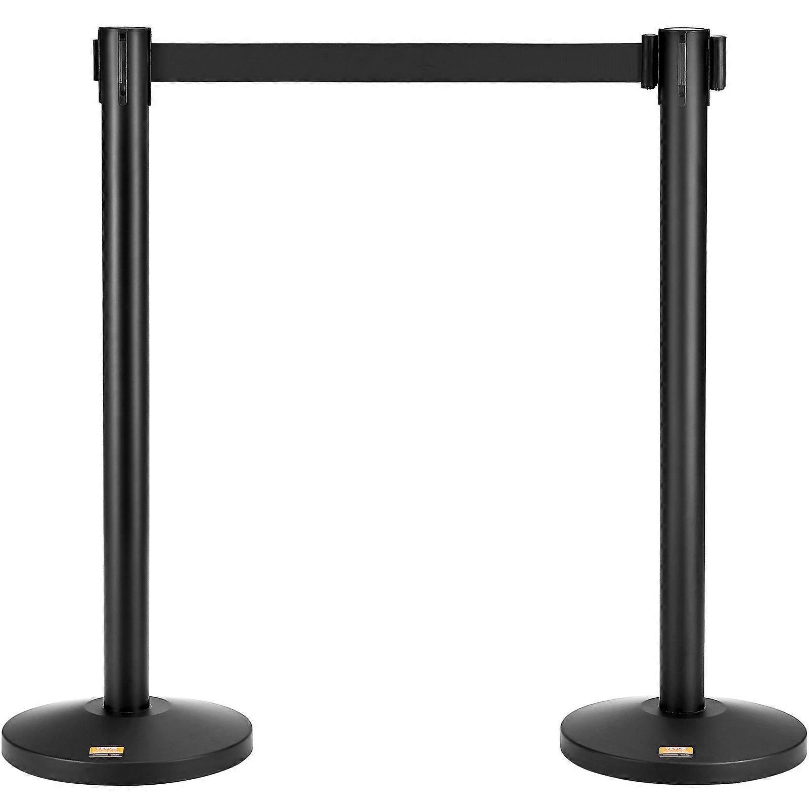 Crowd Control Stanchions, 2-Pack Crowd Control Barriers, Queue Post with 11FT Black Retractable Belt, Belt Barriers Line Divider