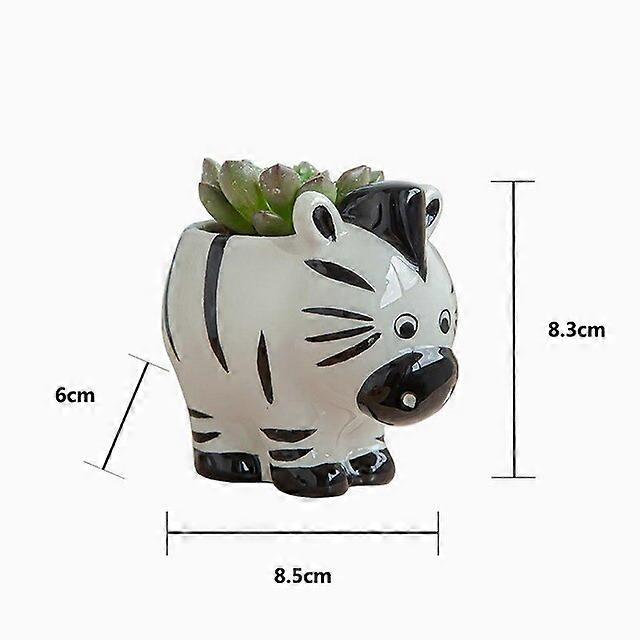 Nordic New Style Ceramic Animal Flower Pot Cartoon Zebra Sheep Cow Head Mini Pot Succulents Plants Bonsai Pots Home Decoration Pots & Planters