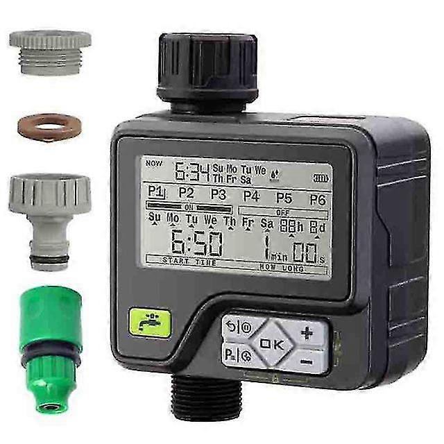 Automatic lcd display watering timer garden irrigation controller with rain sensor 6 separate water timer programs