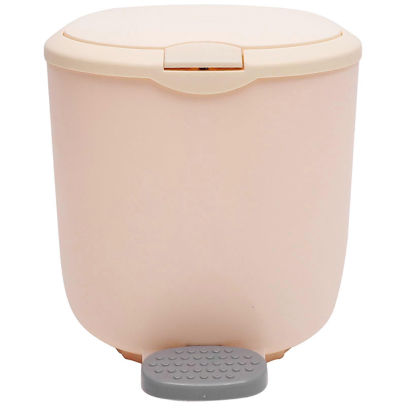 Lidded Trash Can Bathroom Trash Bin Home Kitchen Garbage Can Pedal Waste Bin(10L)