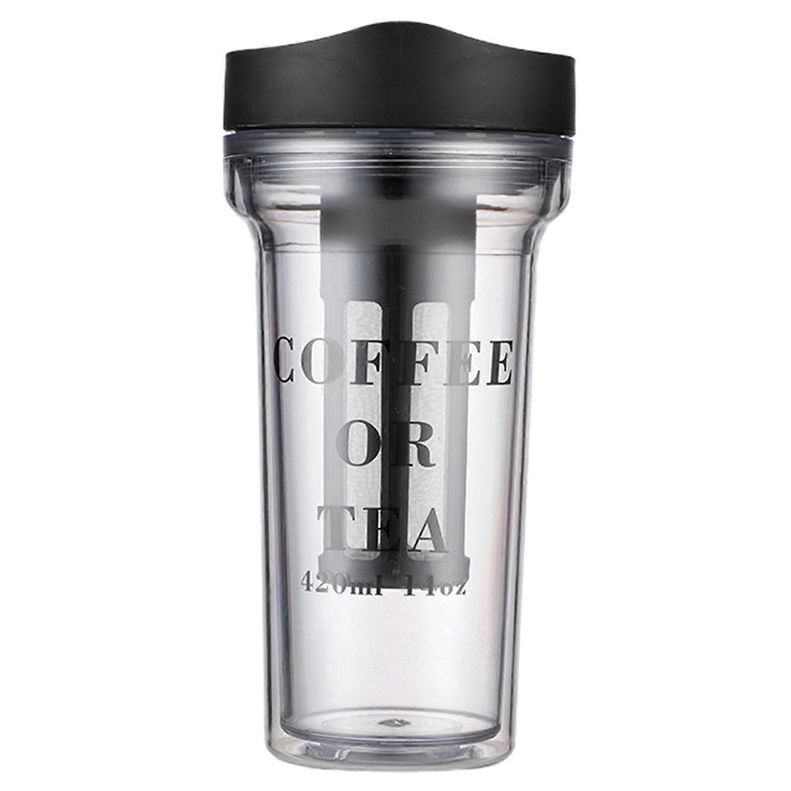 430ML Water Bottle with Lid Double Layer Leak-proof Large Capacity Easy to Carry Thermal Insulation Plastic Filter Reusable Tea Cup for Trip