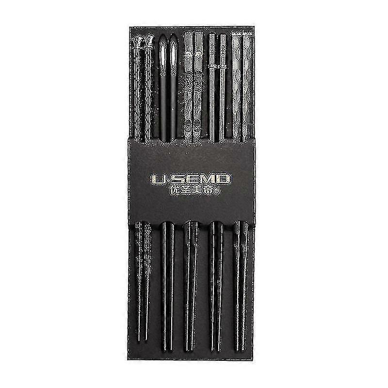 5 Pairs Alloy Laser Engraving Chopsticks Non-slip Reusable Sushi Sticks