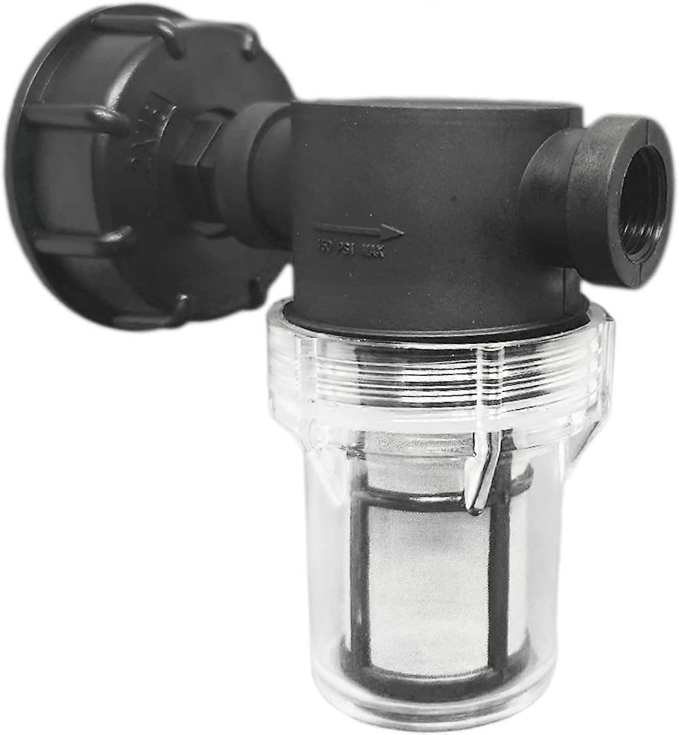 Wasserhahnanschluss 1000 L Tank, Gartenschlauchmuffe für Regenwassersammler mit Filterfunktion, S60x6 IBC Wassertankadapter (1/2'' Innengewinde)