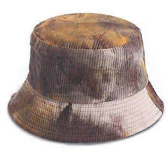 Kobiety Zimowy sztruks aksamitny pasiasty kapelusz Bucket Hat Kolorowy Tie-dye Drukowany dwustronny dwustronny kapelusz rybaka Harajuku