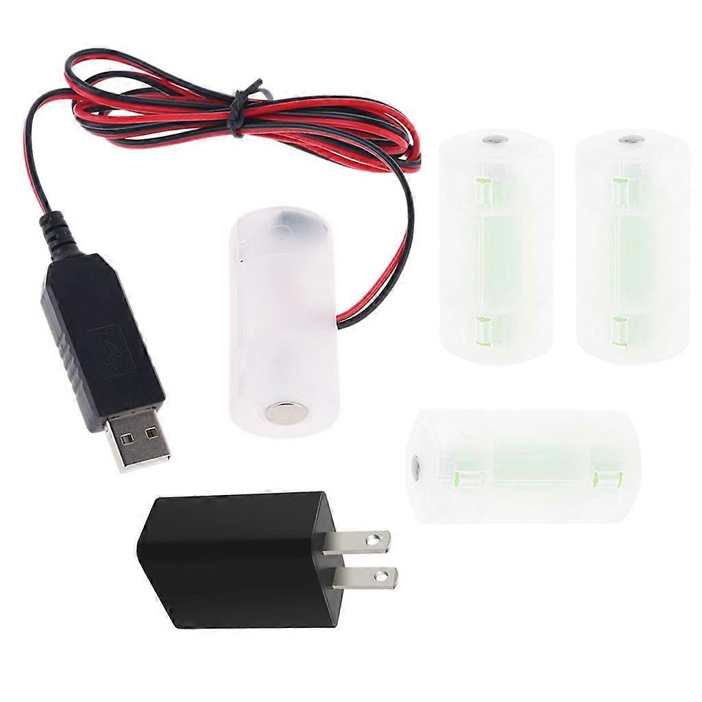 US Plug Battery Eliminator USB Power Cable Replace 1 to 4pc 1.5 3 4.5 6V LR14