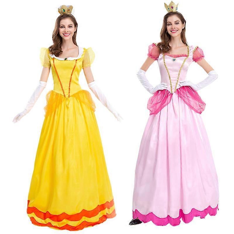 Donna Super Mario Peach Cosplay Costume Pink Princess Abito
