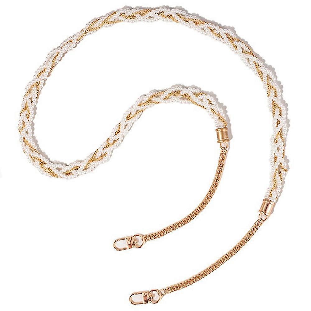 Universal Pearl Mobile Phone Chain Lanyard Metal Crossbody Neck Phone Charm with Tether Tab, Total L