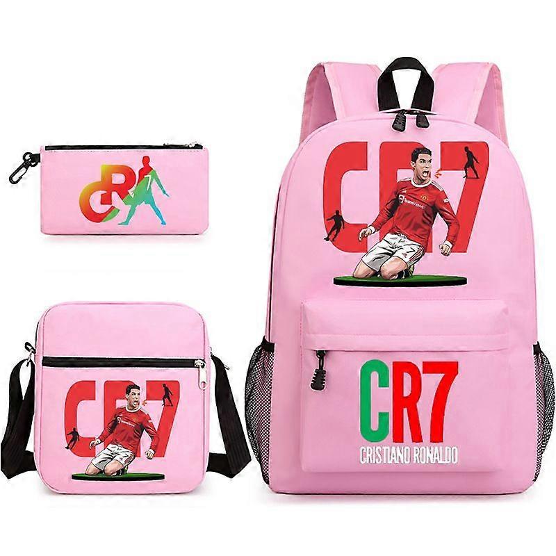 3st CR7 Bokväska Barn Ryggsäck Student Pojkar Flickor Skolväskor Axelväska Set Dagliga ryggsäckar Mochilas