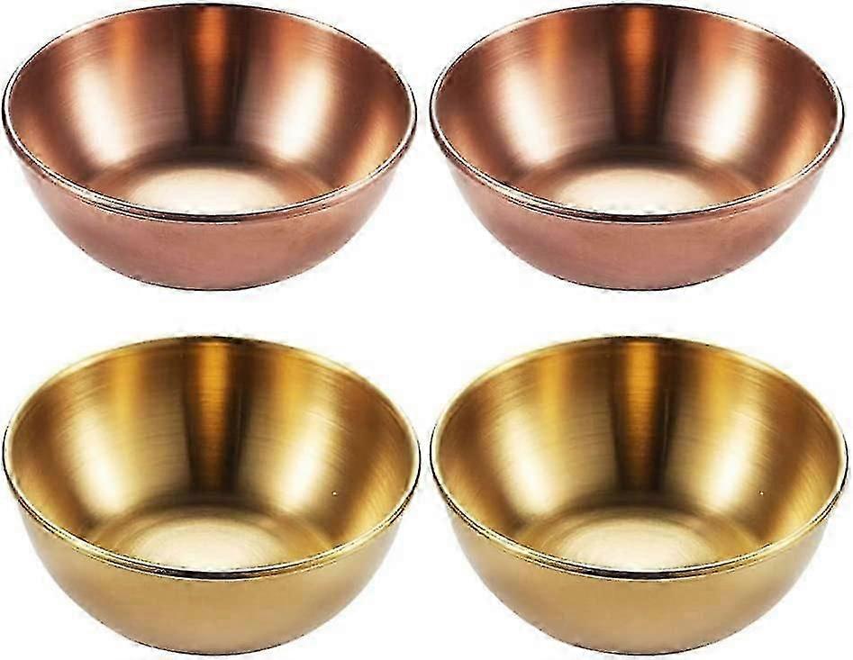 4 stk. rustfrit stål runde miniskåle Husholdnings krydderier skål (guld) (4-D-W)