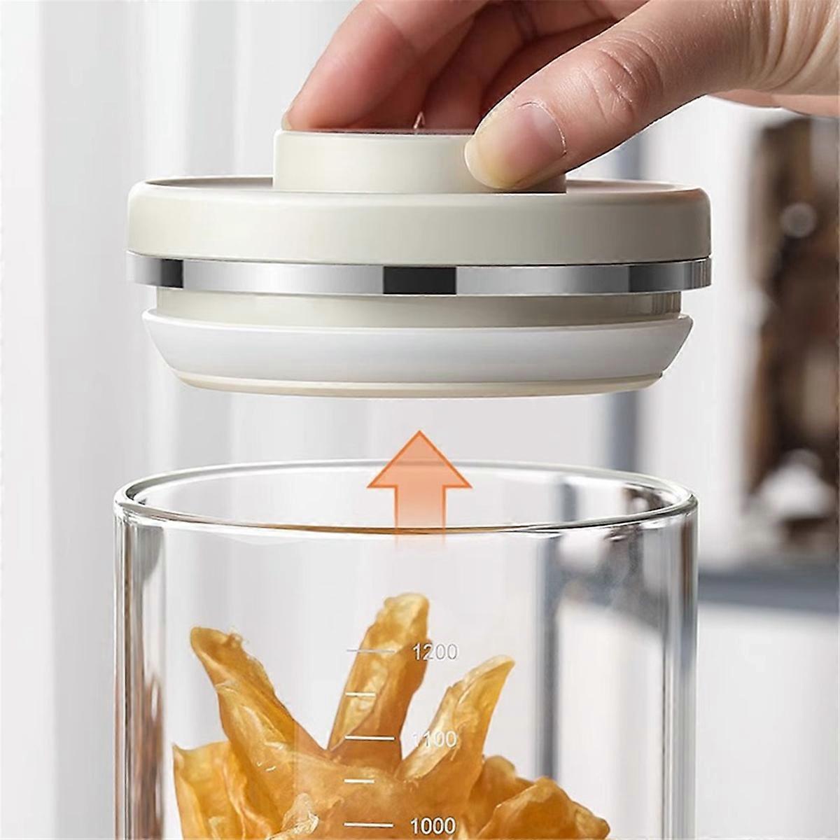 Press-type sealed tank high borosilicate glass storage tank Airtight Round Canister Set L