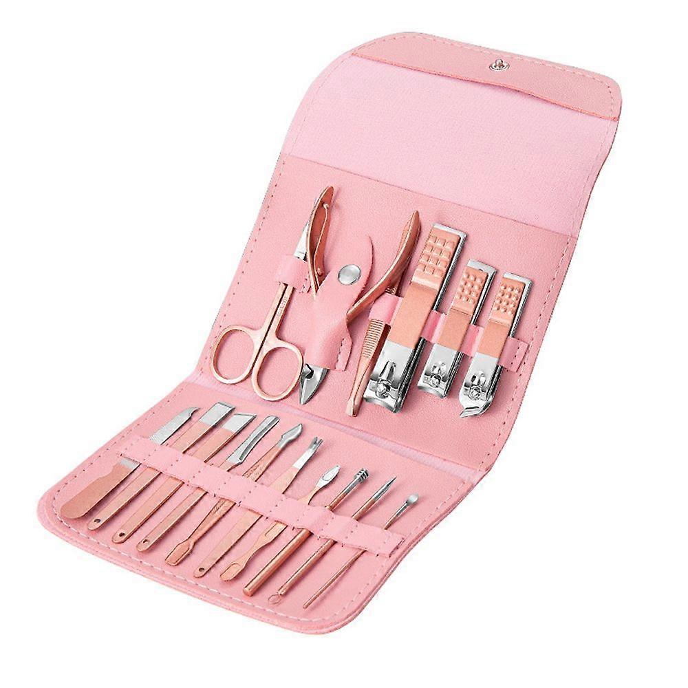 Nail art Tool Set Nail Clipper Set-Pink 16 Piece Setmake up