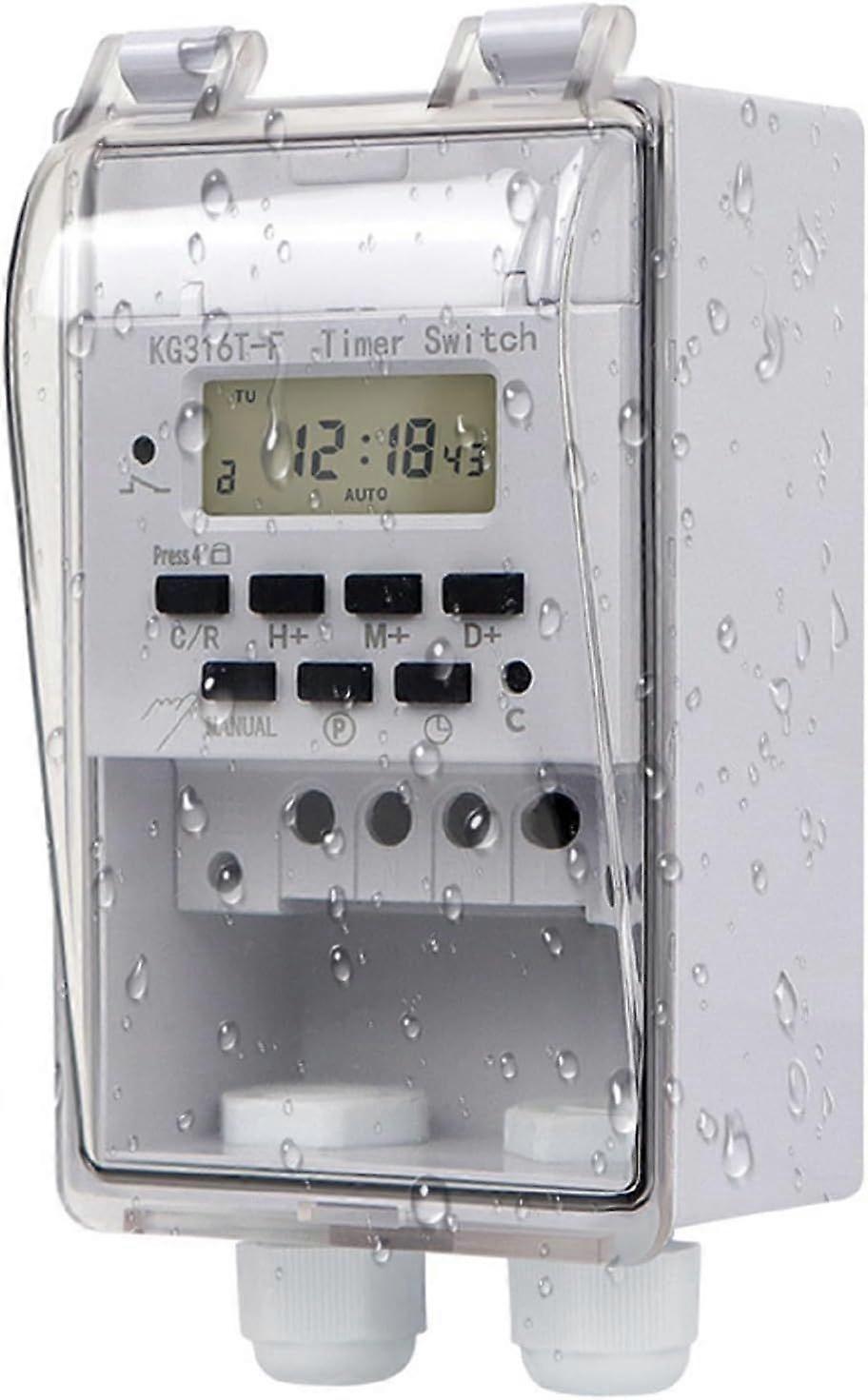 220V Programmable Relay Intelligent Digital LCD Wall Timer Switch with Waterproof Transparent Cover