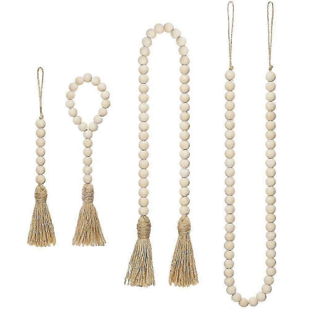 素朴なウッドビーズタッセル付きガーランド4スタイル祈りビーズ壁掛け飾りEWU