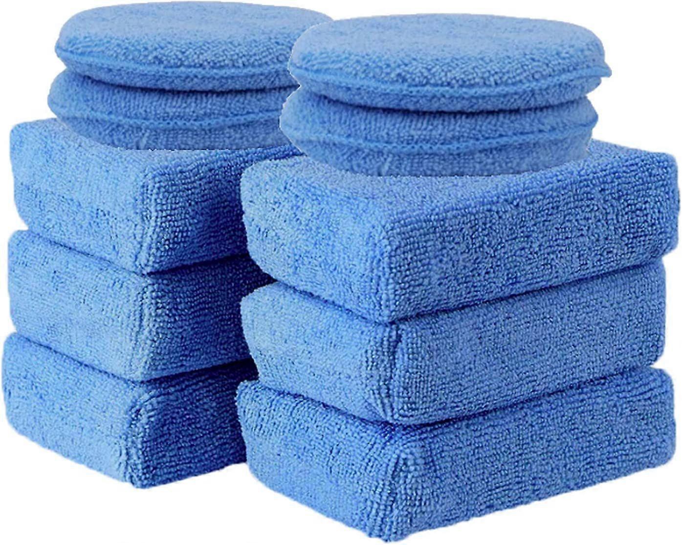 10 Pcs Car Wax Applicator Pads Kit Microfiber Applicator Pad and Rectangular Micro Fiber Waxing|Dust Removing | Polishing Vehicles
