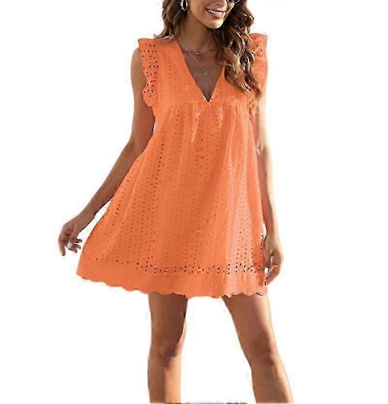 Bayan Ruffle Elbiseler Entegre Şort Yaz Casua Elbise Cepli