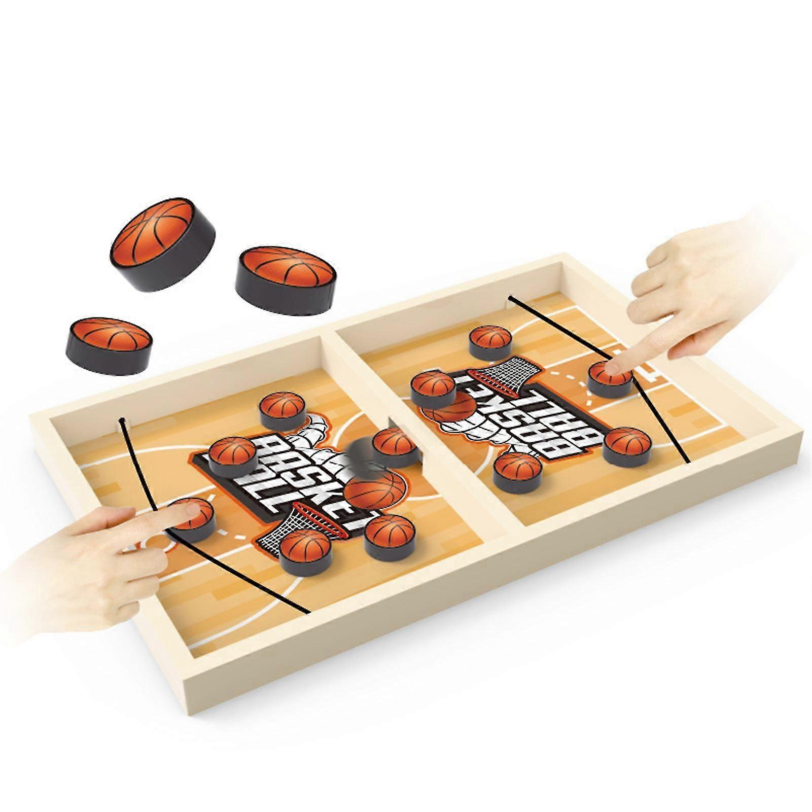 1 Set Fast Sling Puck Game Mini Wooden Hockey Board Speed & Accuracy Testing Chess Piece Catapult Toy Educational & Decompression Parent-child Interac