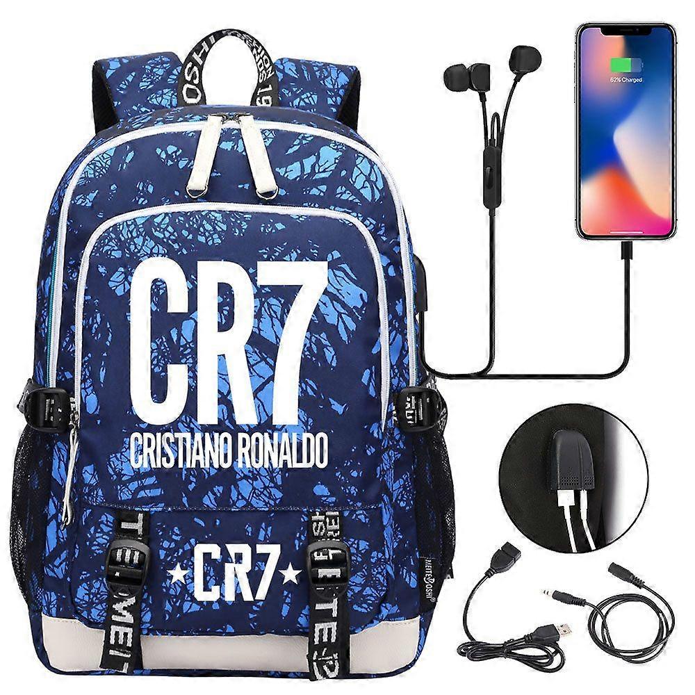 Cr7 Backpack For Teens With Laptop Compartment, Usb Charging Port, Multifunctional And Waterproof School Bag With Large Capacity Daypack - Mochilas