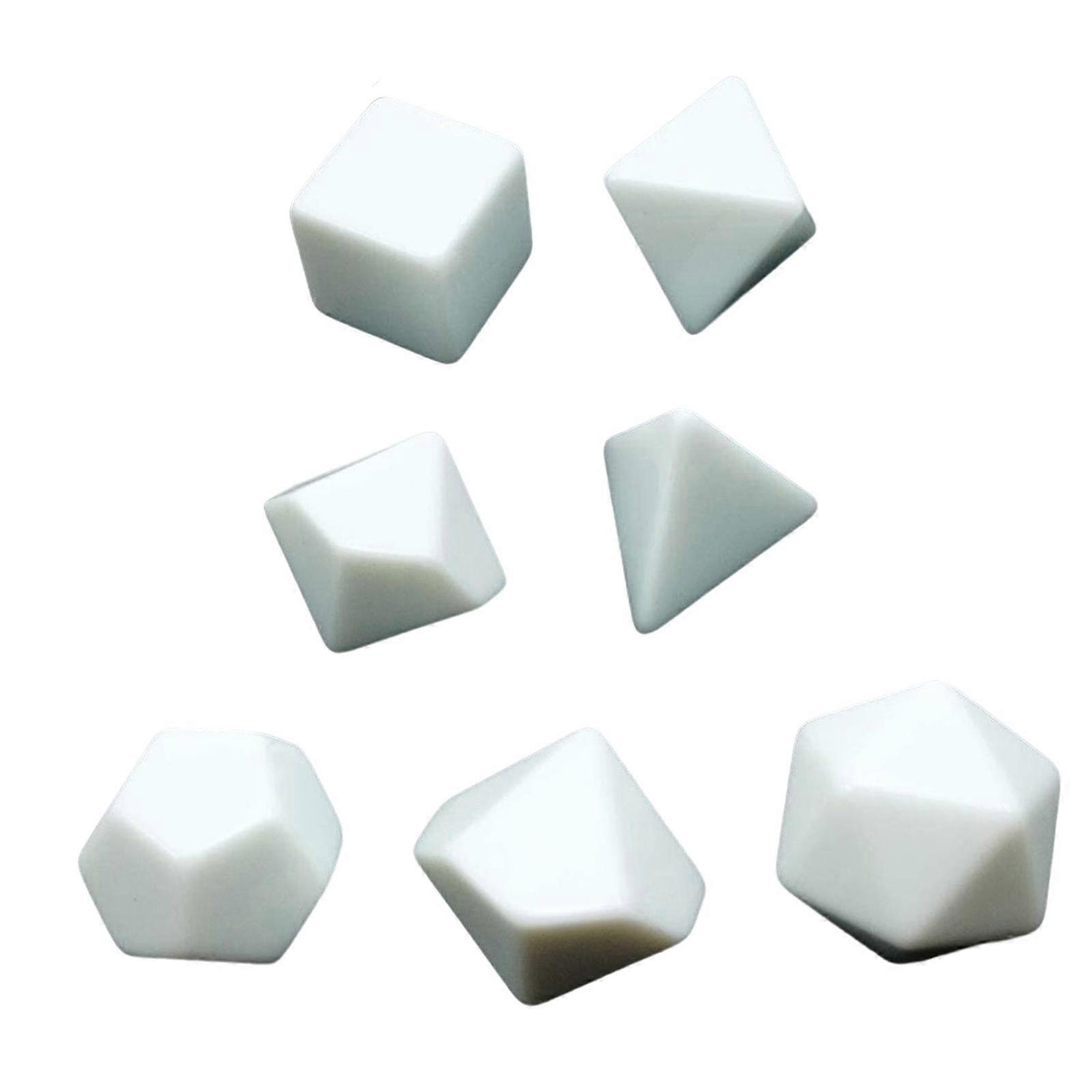 7Pcs Empty Dices Acrylic Blank Polyhedral RPG Dices for DIY Sticker